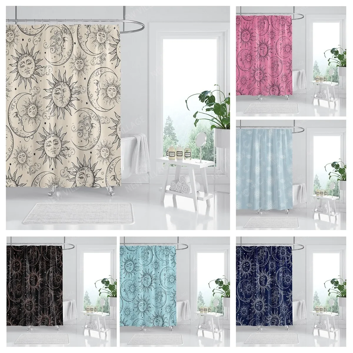 Waterproof fabric shower curtains Bathroom curtain accessories 180x200 Bath curtain for shower 240*236 nordic boho decoration