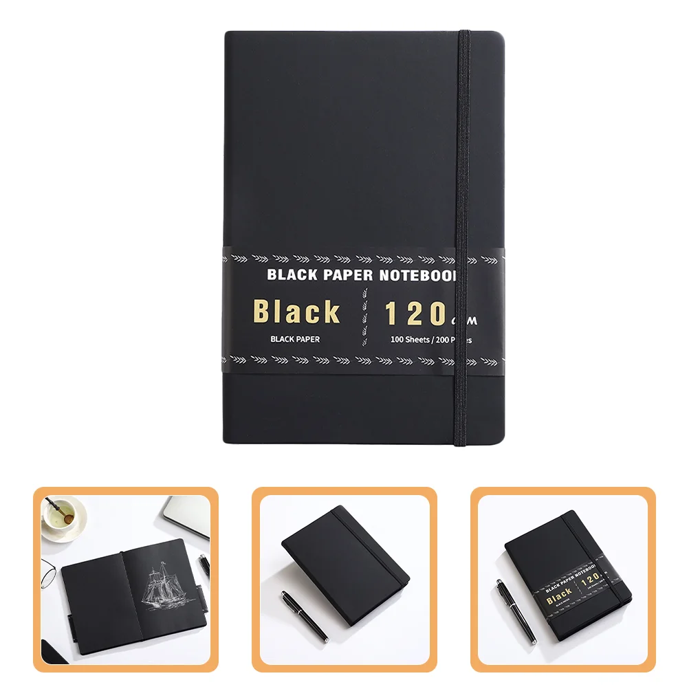 

Dotted Notebook Blank Black Paper Sketchbook Memorandum for Gel Pens Travel Graph