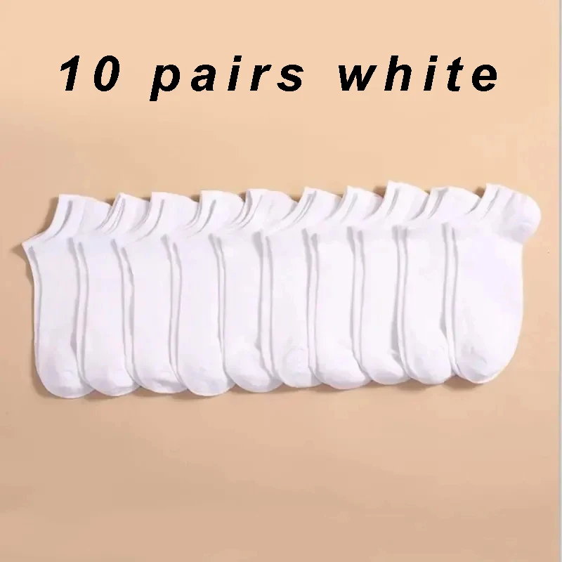 20/10/5 Pairs Women/Men Boat Socks Invisible Low Cut Silicone Non-slip Summer No-show Ankle Socks Solid Color Casual Breathable