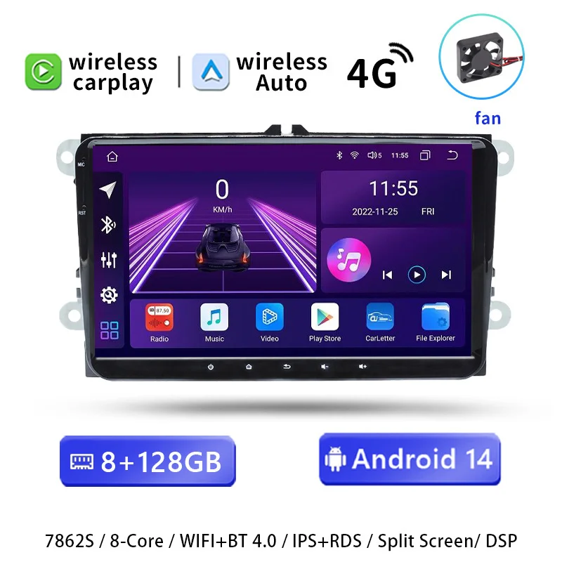 Android 14 autoradio multimediasysteem voor VW Passat B6 B7 CC T5 Amarok Skoda Octavia 2 Tiguan Seat Leon Golf 5 6 Intelligent Systeem