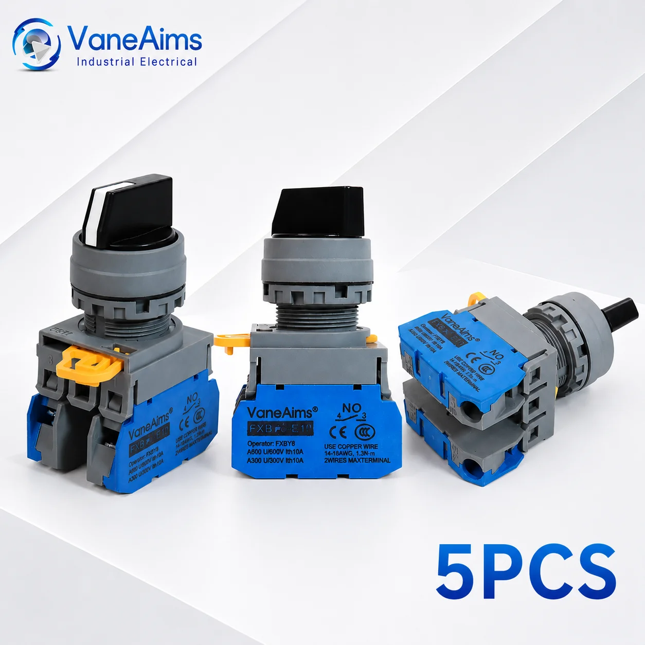 5PCS FXBY6 22mm Plastic Knob Rotary Switch Momentary Self-Locking Power Start Switch 2/3 Position 1NO1NC Circuit Control