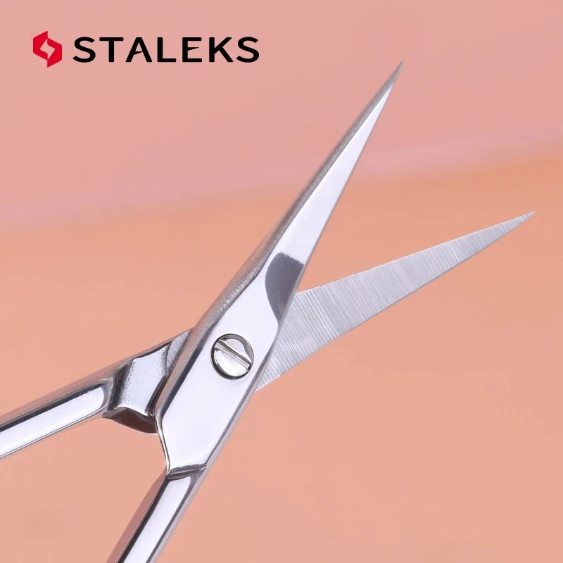 1pc STALEKS SC-11-1 Stainless Steel Dead Skin Scissors Manicure Pre-treatment Bending Eyebrow Scissors Care To Remove Barbs Tool