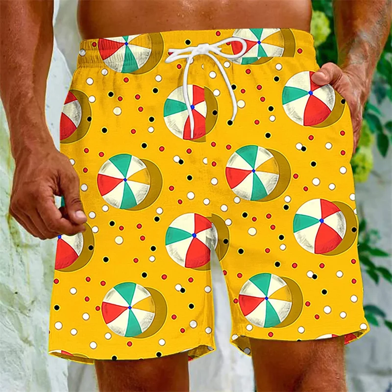 

Cartoon Style Fruit Graphic Men Beach Short Summer Beach Leisure Hawaii Loose Quick Orange Pineapple Ice Cream Board Shorts 2025