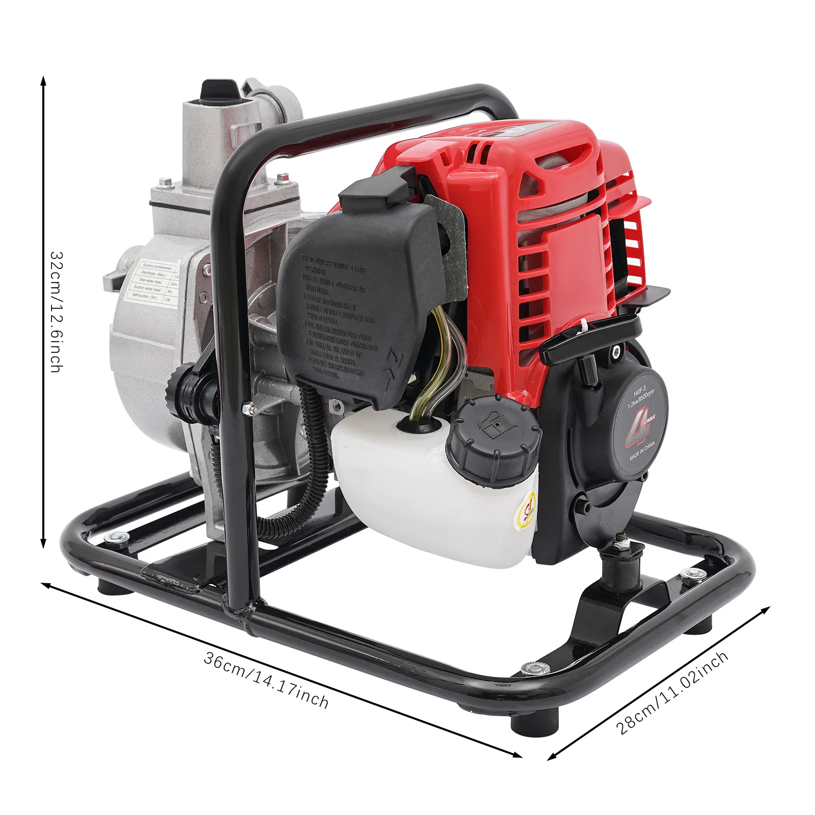 

38CC 4 Stroke Gasoline Water Pump 1.2KW 135L/min Large-Flow Water Delivery Pump,Low Fuel Consumption, Recoil Pull Start, 8500rpm