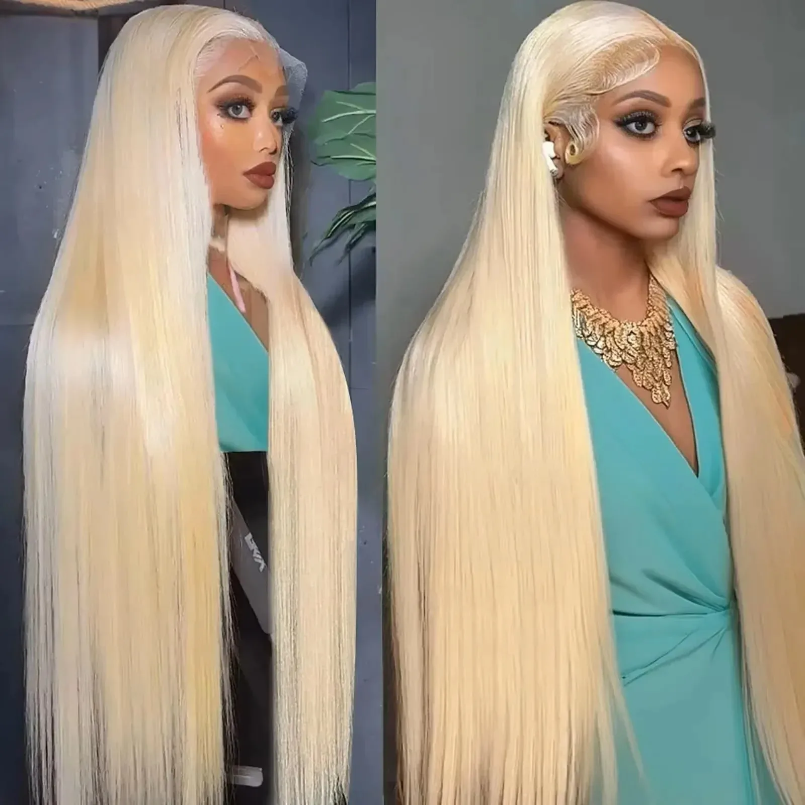 

613 Blonde Wig Lone Straight Wig 13x4 HD Transparent Lace Frontal Wigs Wear And Go Glueless Wig Synthetic For Women 180 Density