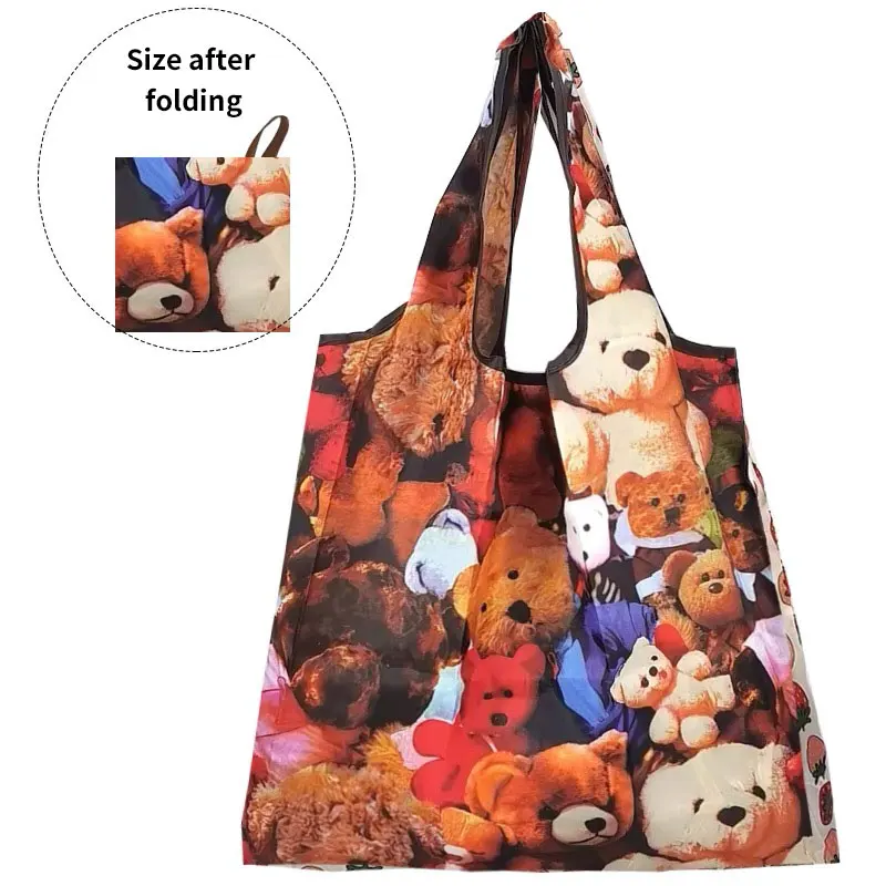 Foldable Eco-Friendly Nylon Shoulder Bag Reusable Shopping Tote Mother Bags for Shopping Travel Outdoor Camping