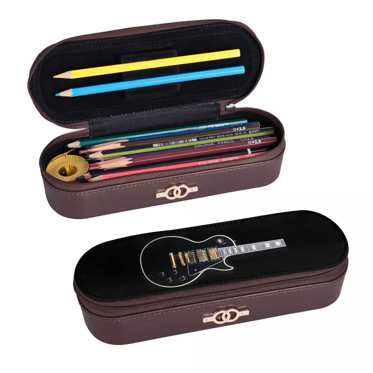 Gibson Custom Shop  Les Paul Leather Pencil Cases Pencil Pouch Storage Stationery Supplies Pen Box Pencil Bag for