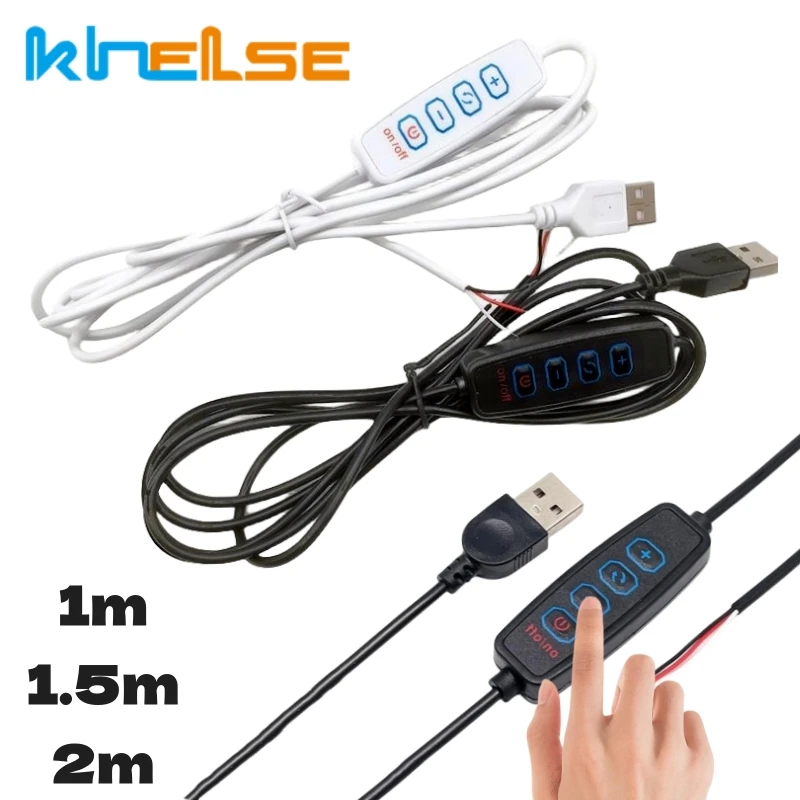 

2-10 шт., Удлинительный USB-кабель с регулируемой яркостью, 1 м, 1,5 м, 2 м, 5 в постоянного тока, шнур питания, электрический провод с переключателем для светодиодных лент RGB