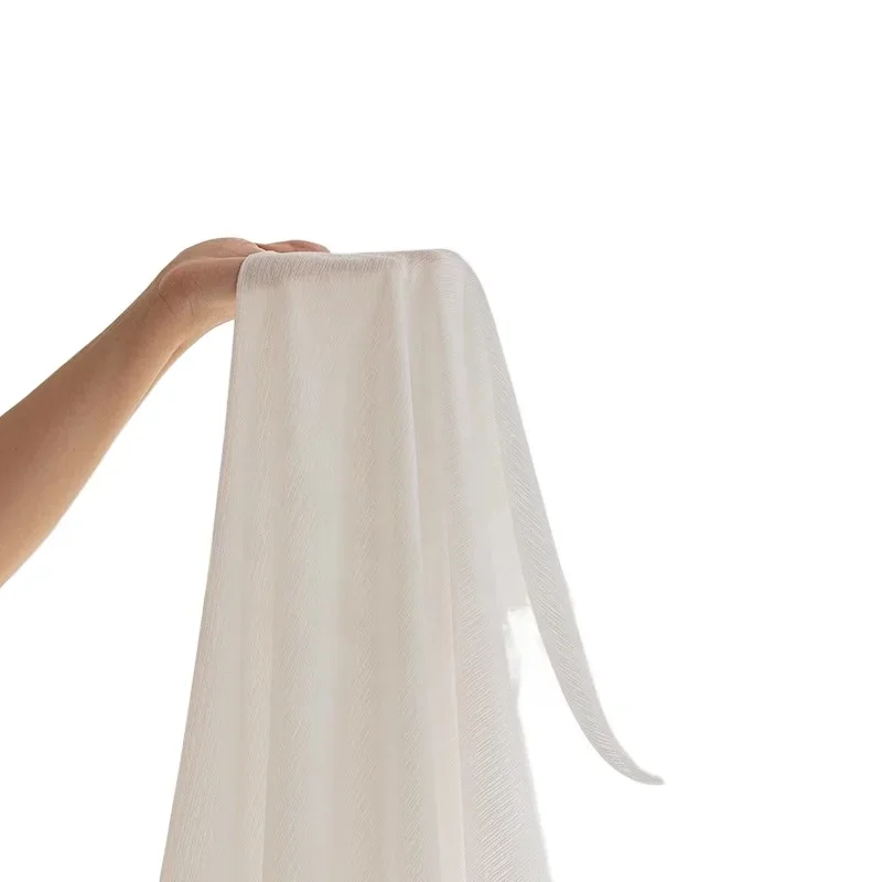 

Broken tulle silk Lightweight hard crease material White luxury transparent curtains Living room bedroom window