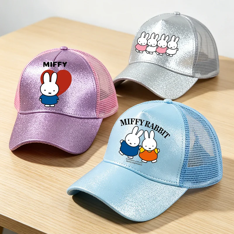 Miffys Baseball Cap Women Summer Sun Hat Adult Outdoor Sports Cartoon Sunbonnet Breathable Mesh Hats Headgears Birthday Gifts