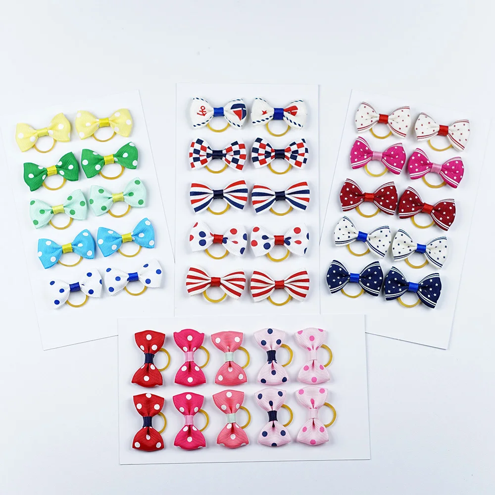 5 Pairs Small Dog Ribbon Bow Elastic Rubber Band Puppy Hair Accessories 15 Types Dog Hair Clip Cute Hairpin For Dog Cat Hair Bow