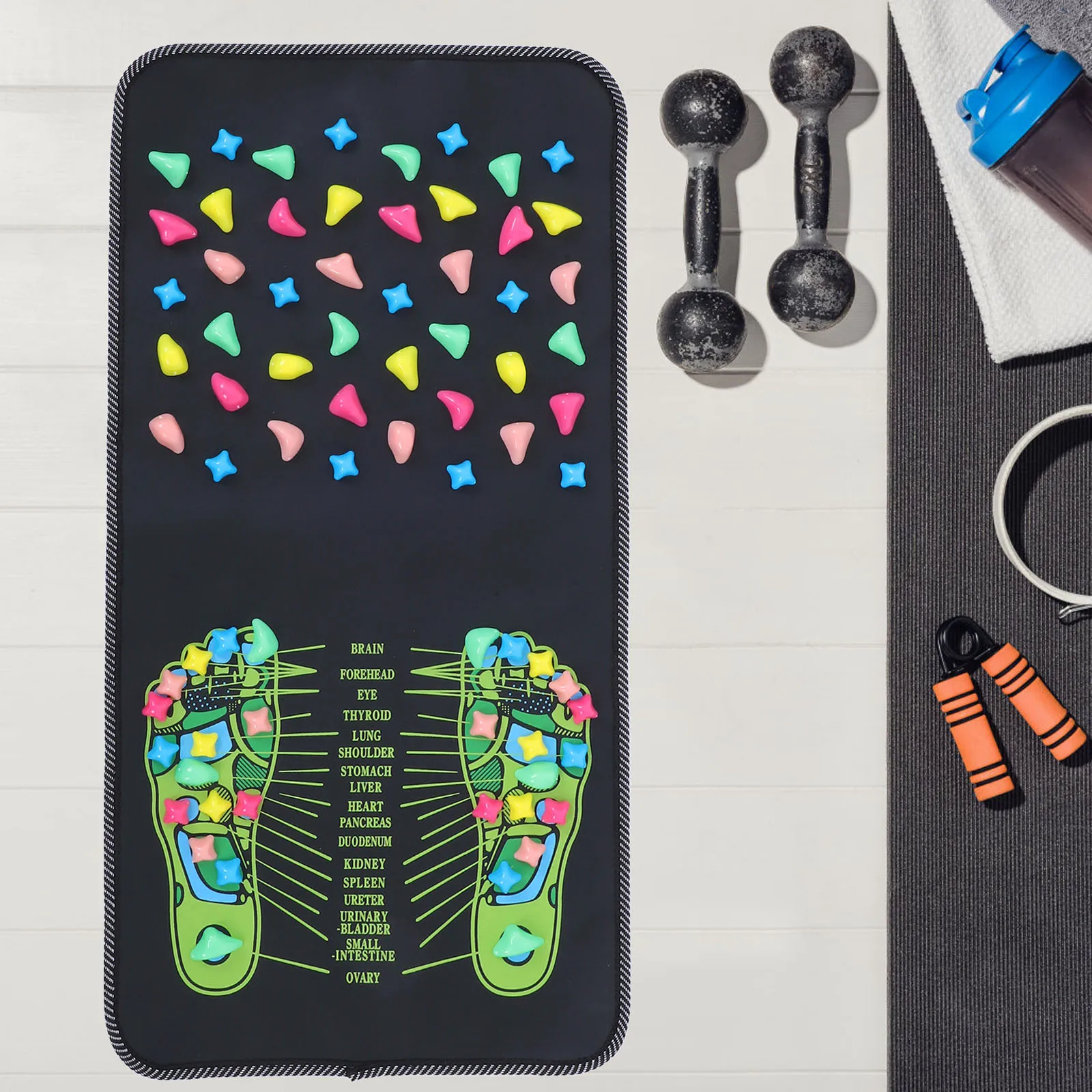 

Массажный коврик для ног, имитация эргономичной стимуляции акупунктурных точек, облегчение точек давления, портативный легкий вес для ног