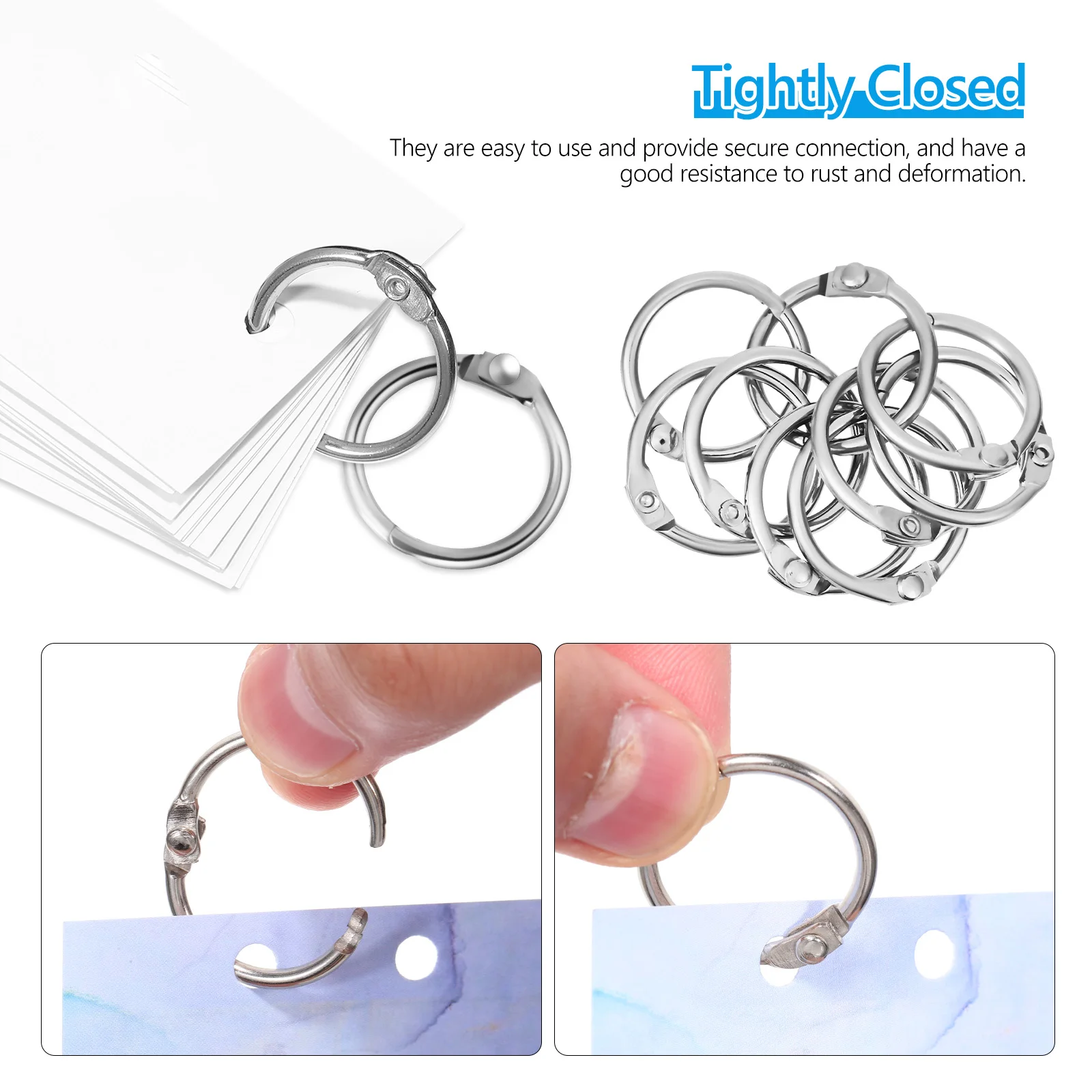 120 Pcs Loose Leaf Book Ring Card Office Rings Studying Metal Silver Binder D-shaped Binding