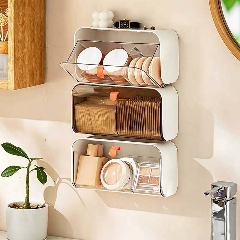 Home Bathroom Organizer - No Drill Wall Mounted Storage BoxCosmetic
