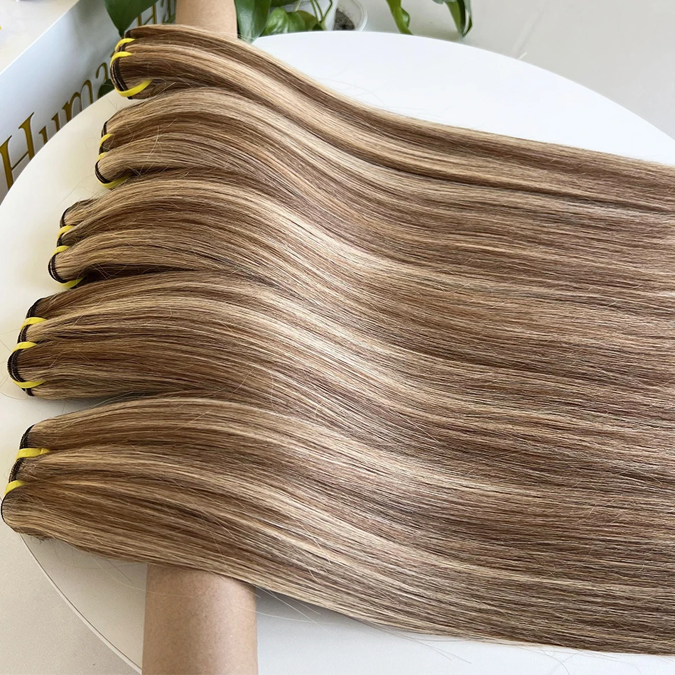 10a Grade #4/27 Highlight Gekleurde Steil 100% Rauwe Mensenhaarbundels 10-24 Inch Bruine Haarweefselextensies Voor Vrouwen