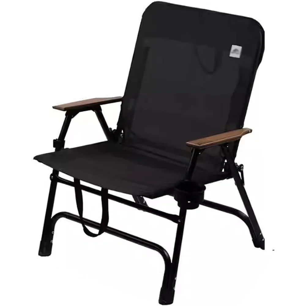 팔걸이가 있는 접이식 야외 해변 의자, 캠핑, 낚시, 잔디밭, 하이킹 및 해변 활동을 위한 내구성 있는 강철 프레임