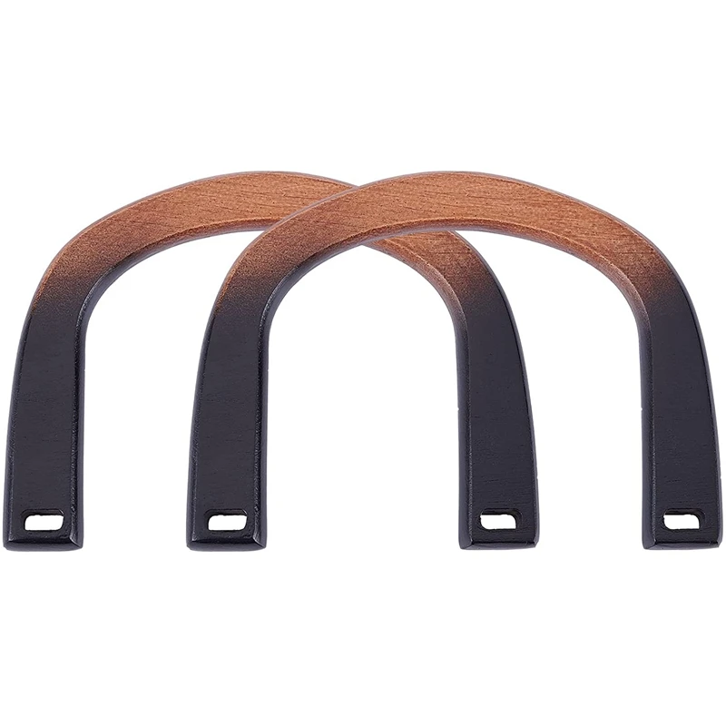 Asas de madera en forma de U para bolso de mano, manijas de macramé hechas a mano, repuesto para bolso de playa, 2 piezas