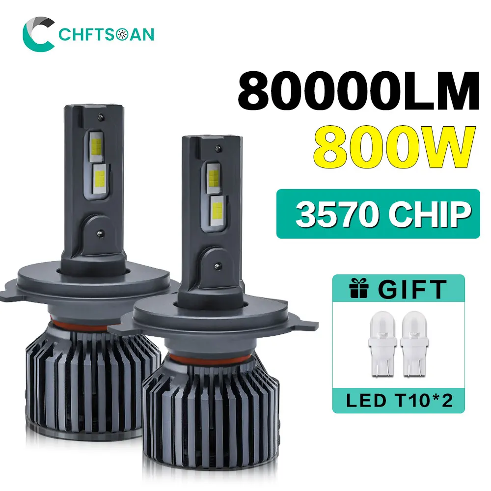 

Chftsoan 800W LED Headlights H1 H4 H7 H11 High Power 80000LM 9005 9006 Car Headlight Bulb 6000K Car Fog Light Headlamp 10-32V