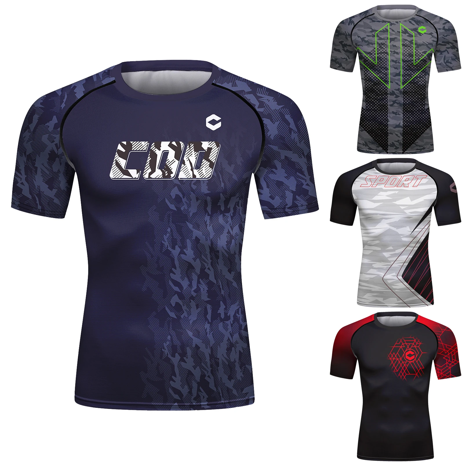 Short Sleeve Mens Rashguard MMA T-shirt Quick-dry Underwear Compression Shirts Rush Guard for Workout Sports Gym Fitness Surfing image 5