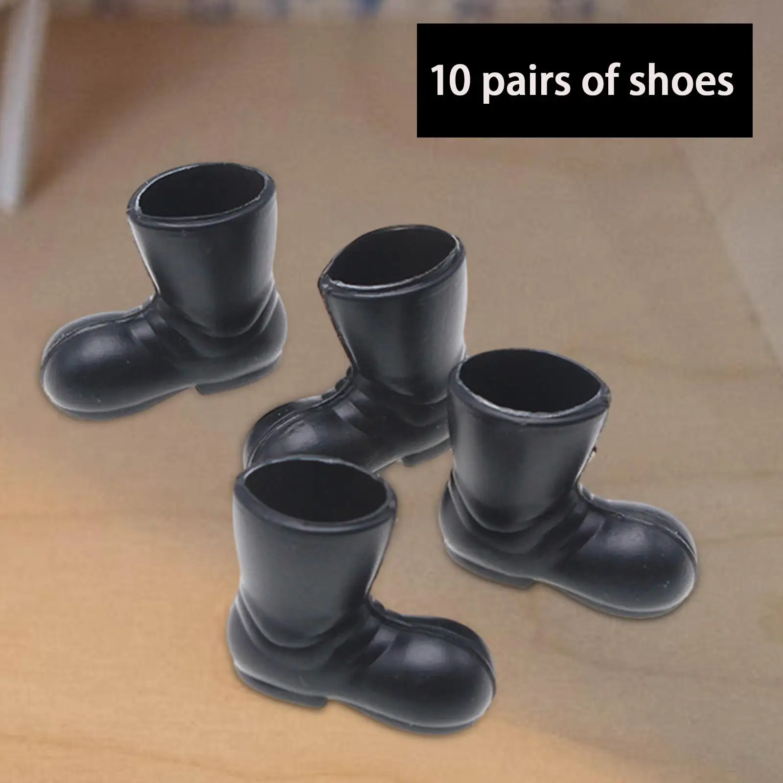 Dollhouse Borracha Botas para DIY Projetos, Cozinha Room Box, 10 Pares, Escala 1/12