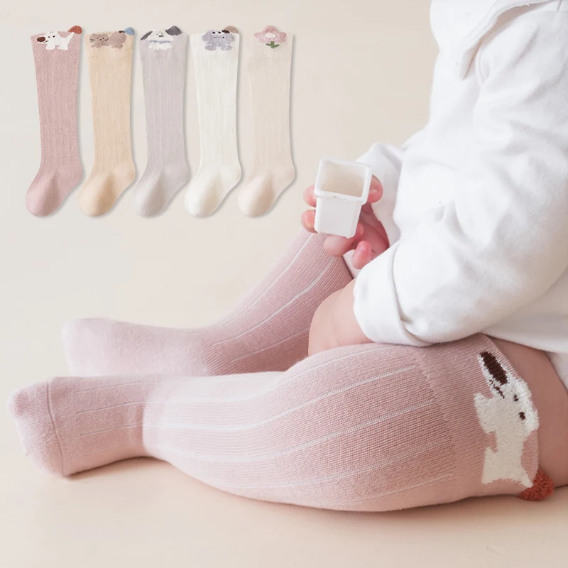 3/5 Pairs Infant Toddler Knee‑High Socks Adorable Soft Cotton Long Newborn Socks Comfortable Baby Socks Accessories