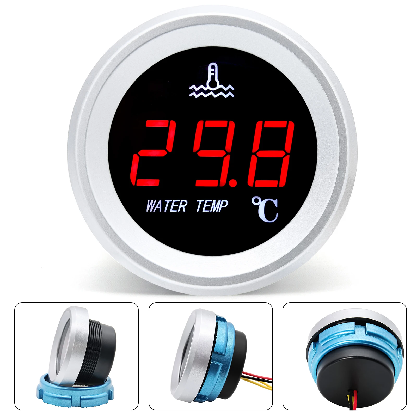 52mm Wassertemperaturanzeige Auto Digital Meter LED-Anzeige Kraftstoffstandsanzeige Voltmeter Öldruckmesser mit Alarmfunktion – Detail 10