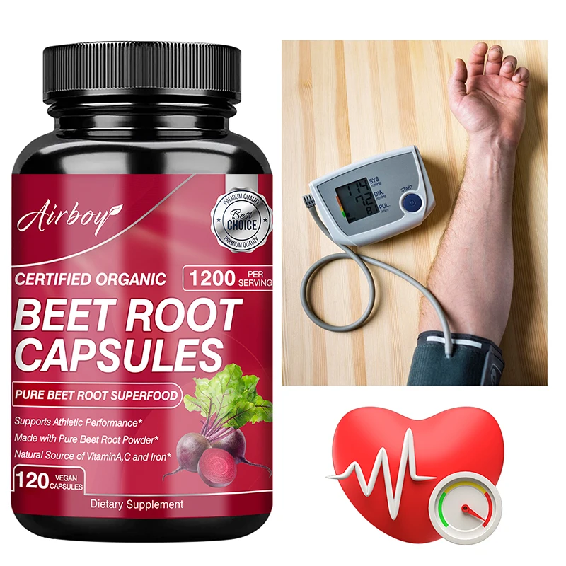 Beet Root Capsules - Helps Maintain Healthy Blood Pressure, Promotes Blood Circulation, and Improves Athletic Performance