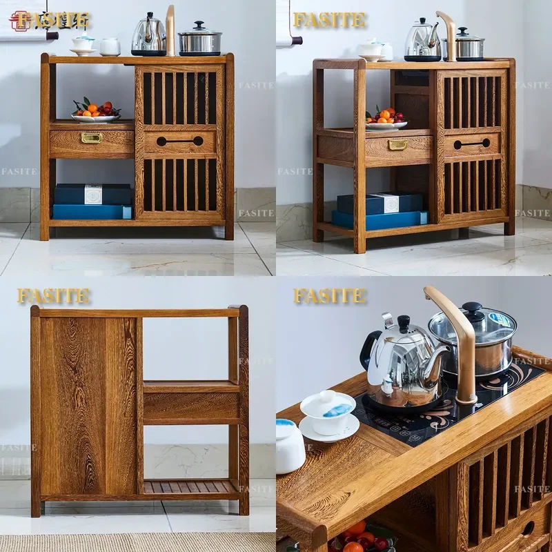 For Mahogany Chicken Wing Wood Dining Side Cabinet Foyer Kitchen Locker New Chinese Modern Solid Wood Tea Side Cabinet
