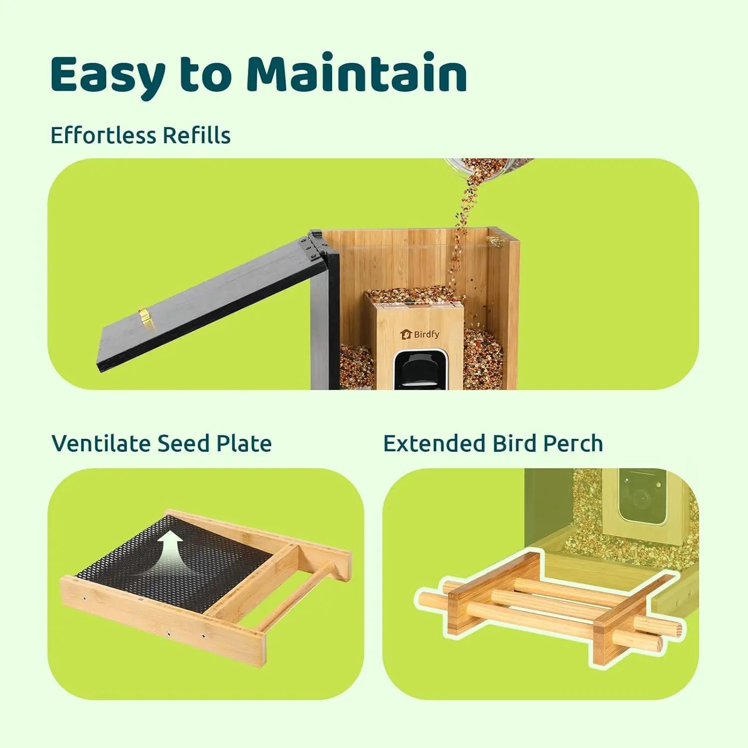 Smart Bird Feeder with Camera, Solar Powered, 2K HD Live Stream, AI Recognition for Bird-Watching & Learning photo 5
