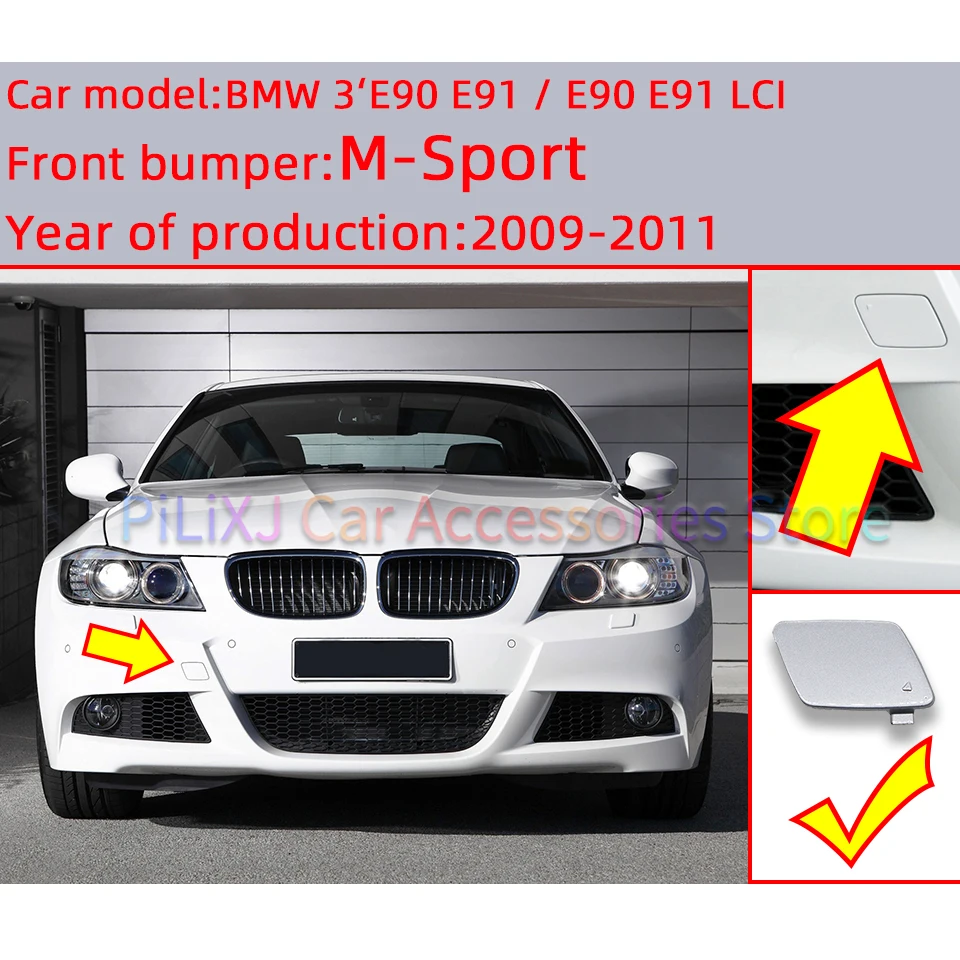 Front Bumper Tow Hook Eye Cover For BMW 3 LCI E90 E91 2009 2010 2011 2012 M SPORT 51117891391 Towing Hauling Trailer Lid Trim