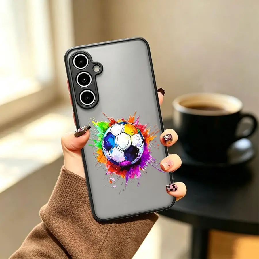 Phone Cover Case for Samsung Galaxy A56 A55 A16 A15 A73 A33 A52S A72 A17 A52 A54 A23 A53 A35 A34 A36 Watercolor Soccer Ball