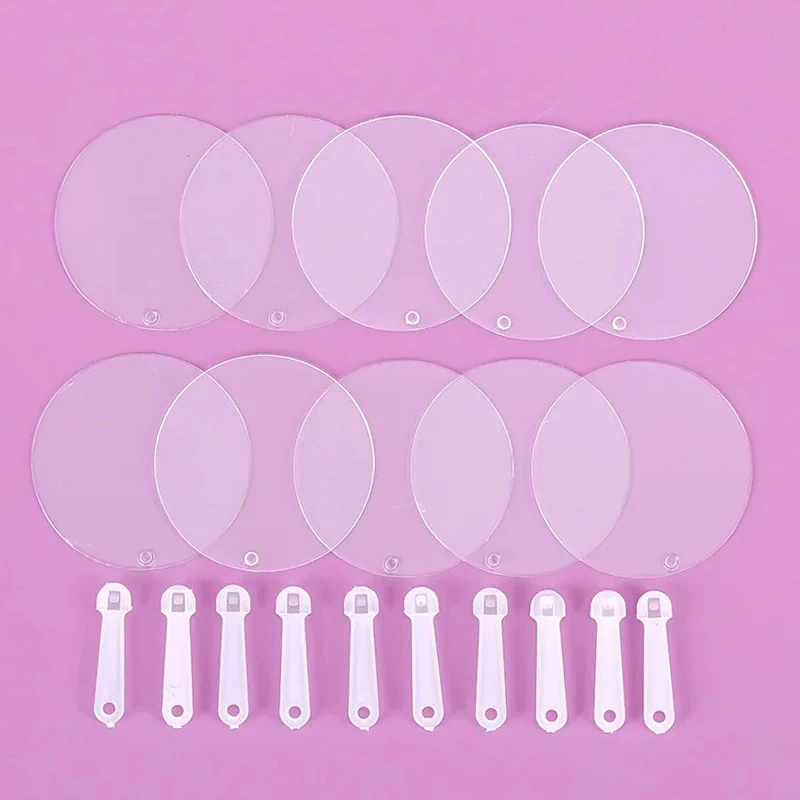 50 Abanicos Transparentes Mini de 5cm para Manualidades Infantiles, Arte, Bodas y Fiestas