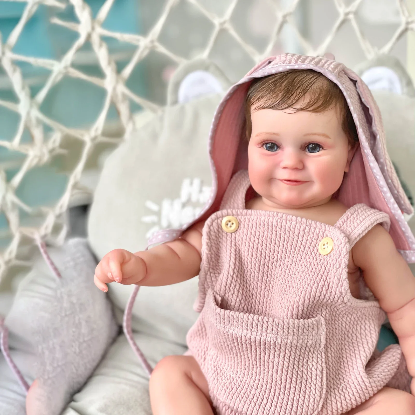 

NPK 20''Handmade High Quality Hand-made 3D Painting Full Body Vinyl Reborn Baby Toddler Girl with Rooted Hair Gift for Child
