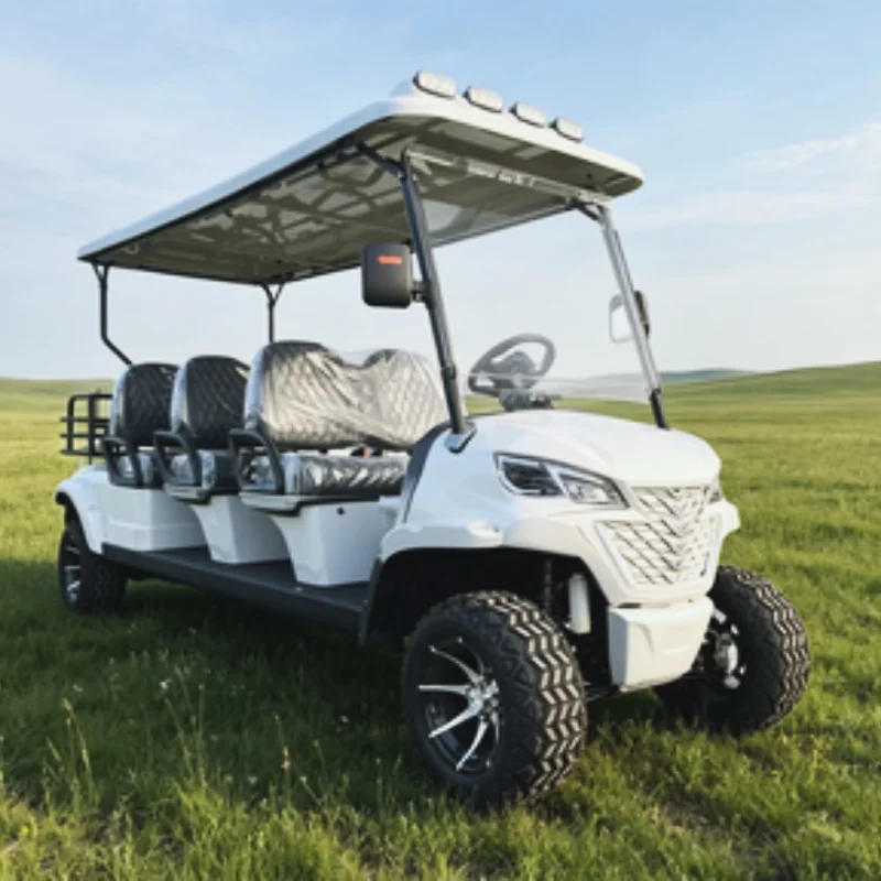 2/4/6/8 Seats Hunting Golf Cart Street Legal Golf Scooter Go Kart Electric Golf Cart With Roof LED Light Strips Rear Cargo Box