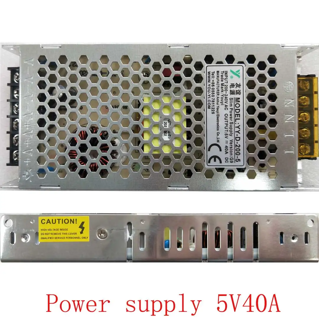 Display Power Supply 5V 40A 200W  200-240VAC  P2 P2.5 P3 P3.91 P4 P4.81 P5 P5.95 P6 P6.67 P8 P10