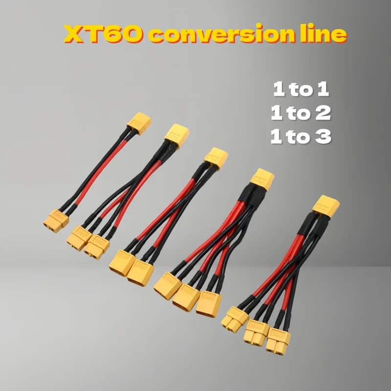 XT60 1 to 2 1 to 3 Parallel Battery Connector Male/Female Cable Dual Extension Y Splitter Silicone Wire 14AWG for RC Battery ESC