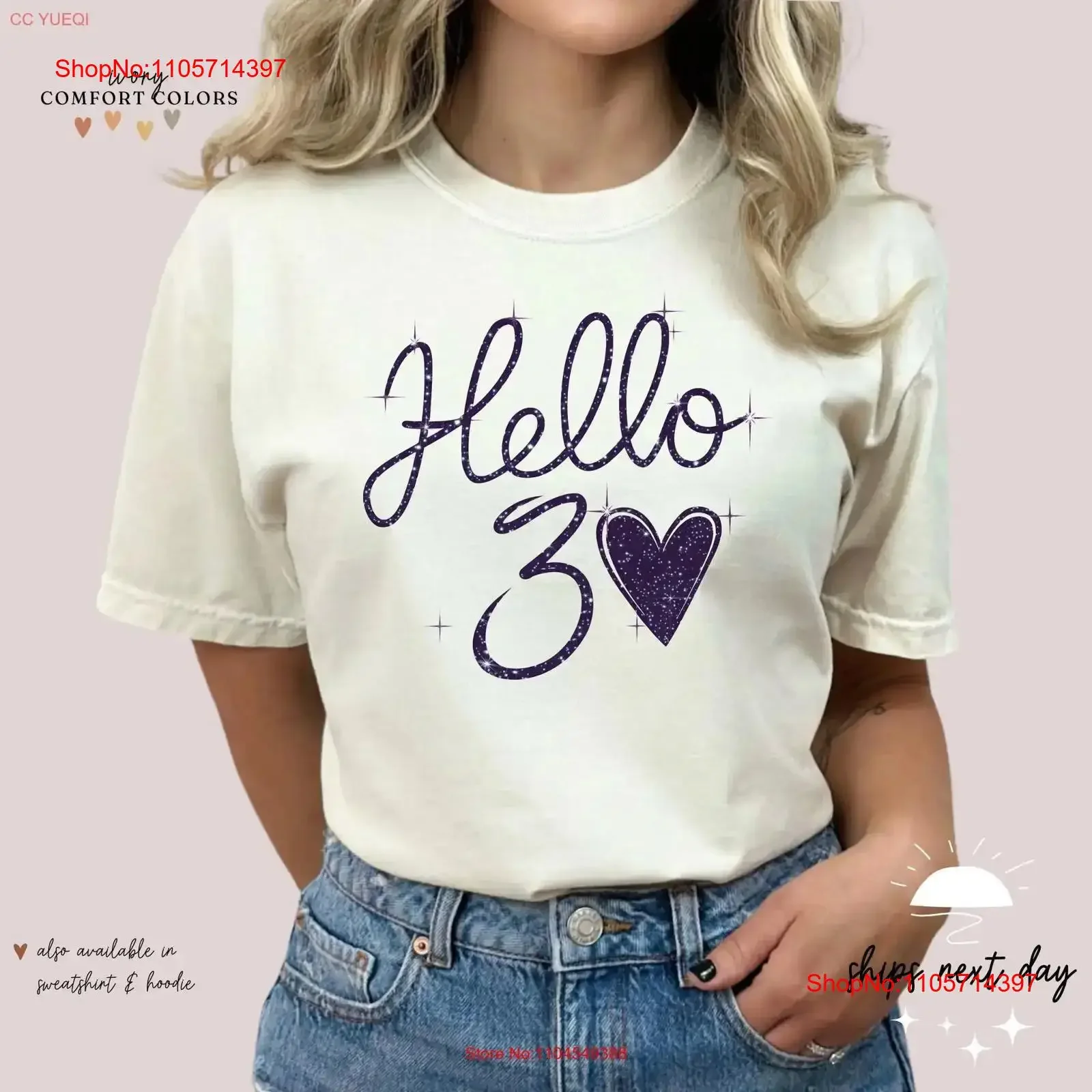 Hello 30 HearT T Shirt 30th Birthday Thirty Trip vintage Washed Breathable fashion designer clothes Versatile Stylish Unisex