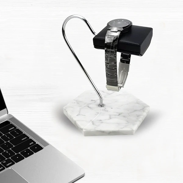 

White Marble Watch Stand PU Leather Watch Display Stand New Watch Stand Storage Rack Black Tray