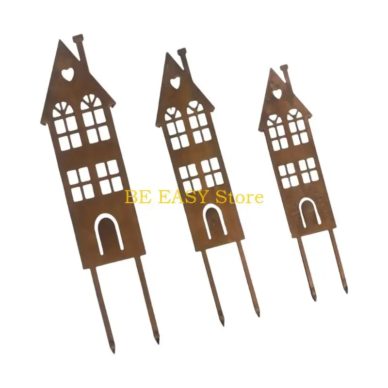 E28F Metal Holiday Ground Spikes Pack Of 3 Quick Design For Winter Garden Snow Displays