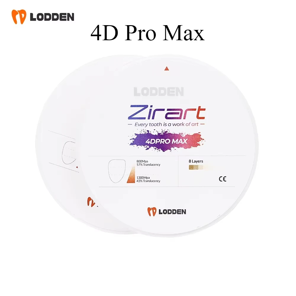 

Lodden 4D PRO MAX Многослойный циркониевый блок/диск 98 мм A-образный оттенок для открытых систем CAD/CAM — многоцветные материалы Tosoh для стоматологической лаборатории