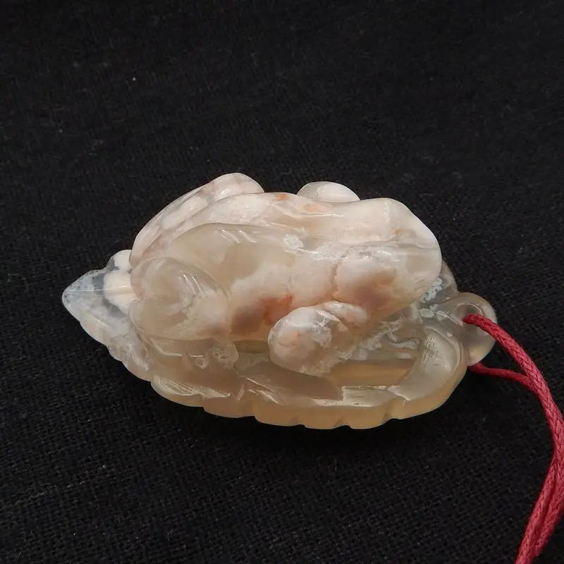 

Natural Stone Cherry Agate Carved Animal Frog Pendant Bead,54x33x22mm 38g Semiprecious Fashion Jewelry Necklace Accessories