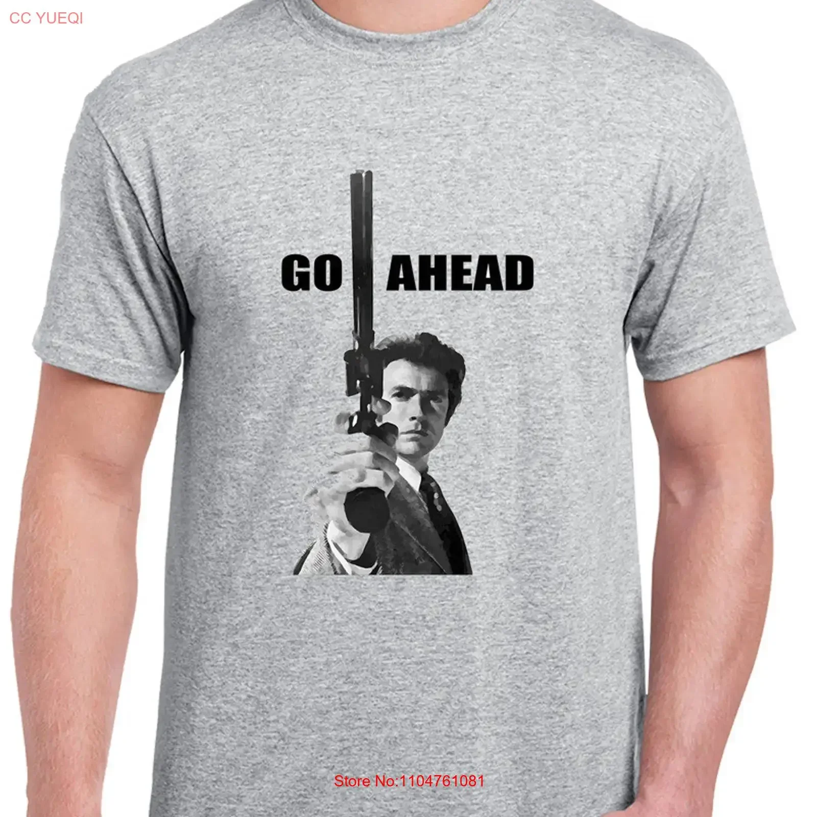 Clint Eastwood Go Ahead Retro T Shirt vintage Washed streetwear Comfortable Versatile Casual Stretched Slightly