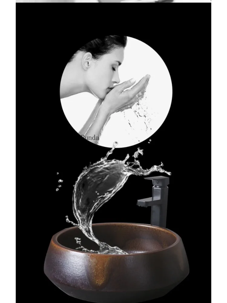 Minimalist industrial style countertop basin, ceramic washbasin, retro creative art countertop basin