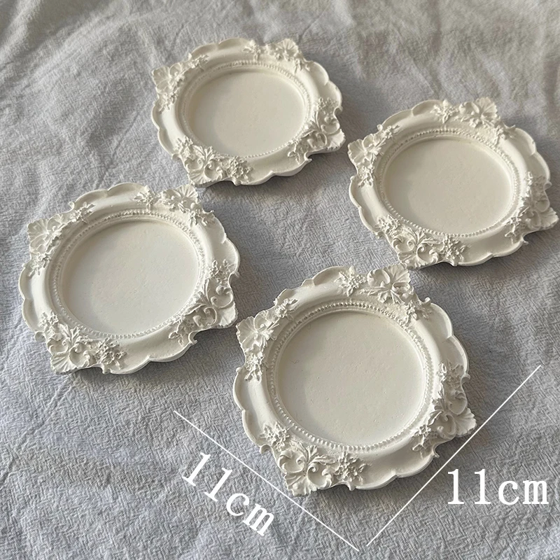 European Style Retro Gypsum Relief Jewelry Display Plate, Jewelry Display Earrings Ring Necklaces Plates Photography Props Gift