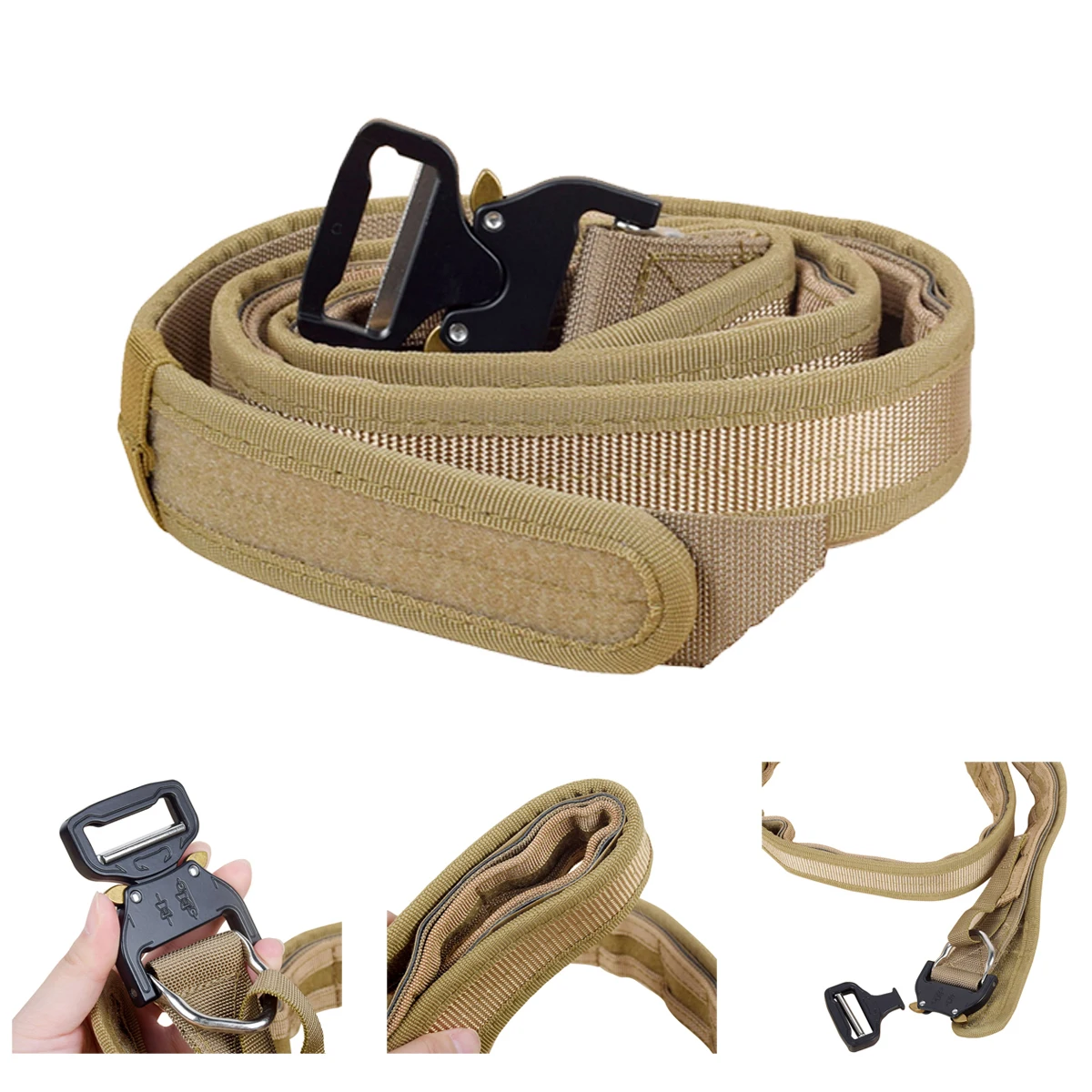 Tactical Nylon Belt Army Force Gunfighter War Battle Combat Hunting Holster Pouch With 125cm 130cm 135cm Accessory D-Ring Buckle