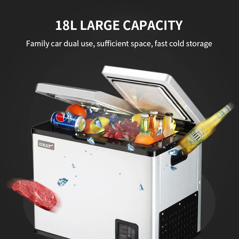 New 2024 Car refrigerator 18L compressor refrigeration car home dual-use freezer double door small refrigerator mini