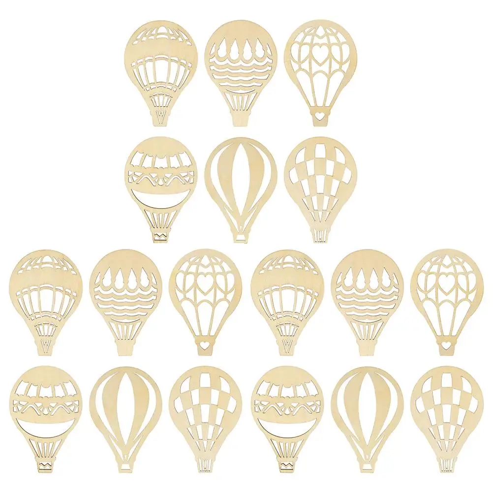 

18 Pcs Hot Air Balloon Wood Chips Slices White Balloons DIY Cutout Decor Painting Materials Blank Wooden