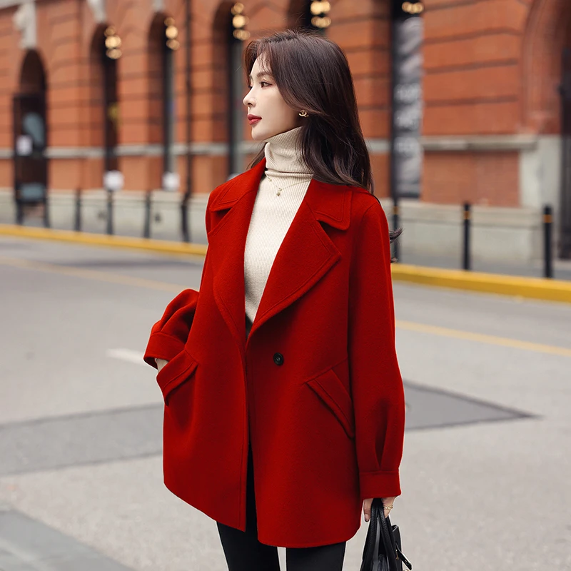 Korean Version Suit Collar Coat Women's Mid-length 2024 New High-end Autumn Winter Petite High-end Woolen Jacket High Quality