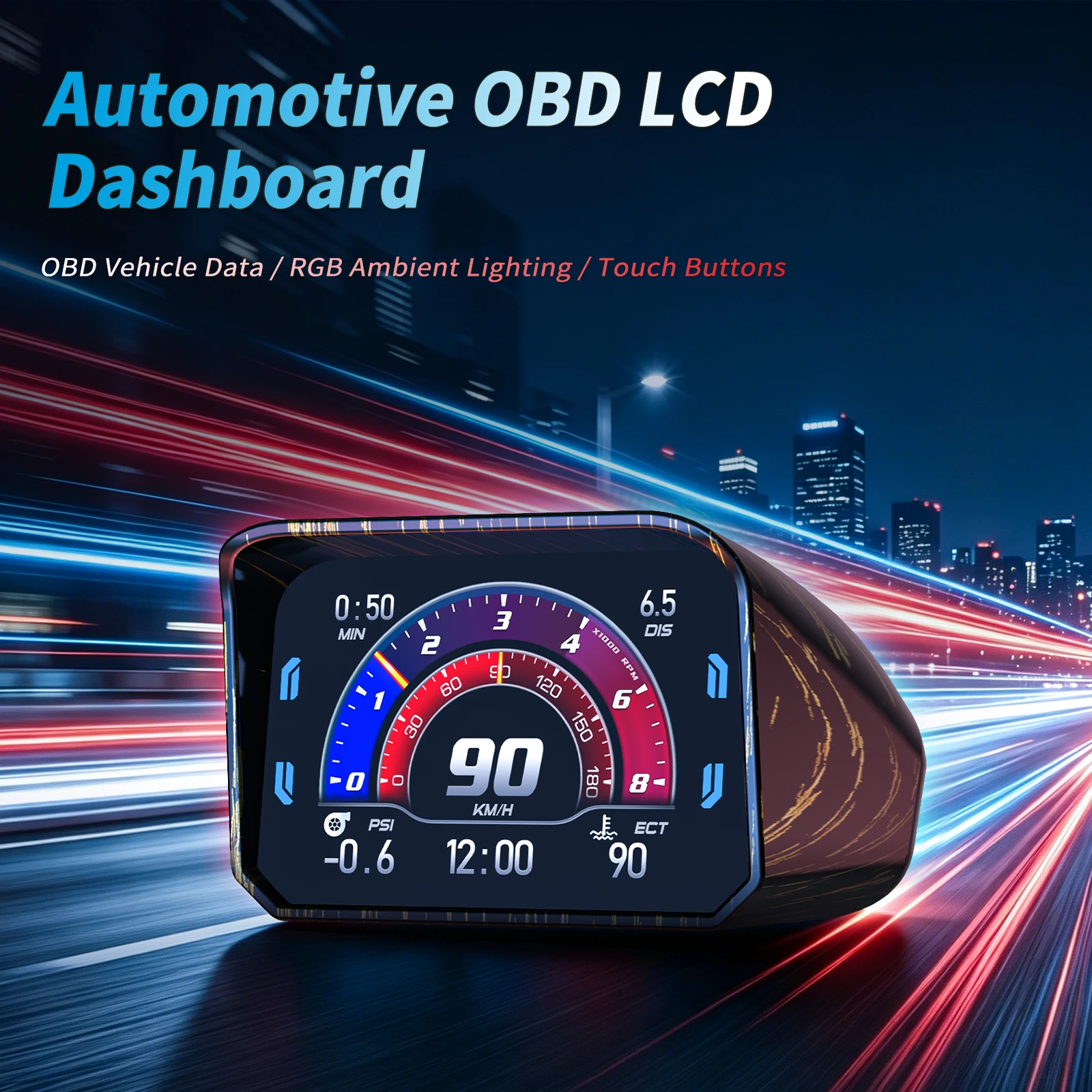Multiple Alarm Functions P30 OBD 2 Scanner Multilingual Water Temperature Gauge RGB Switching Car Digital Speedometer Customize▪