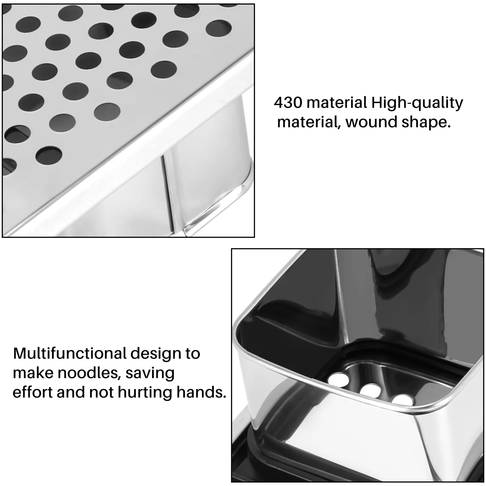 AA26P ステンレス製スパッツレメーカー、餃子・麺類用快適ラバーグリップハンドル付き